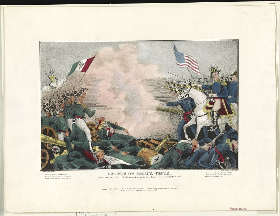 Battle of Buena Vista-Fought February 23d, 1847-The American Army under Genl. Taylor were completely victorious - lith. & pub. by J. Bailie (sic), N. York. LCCN98513713