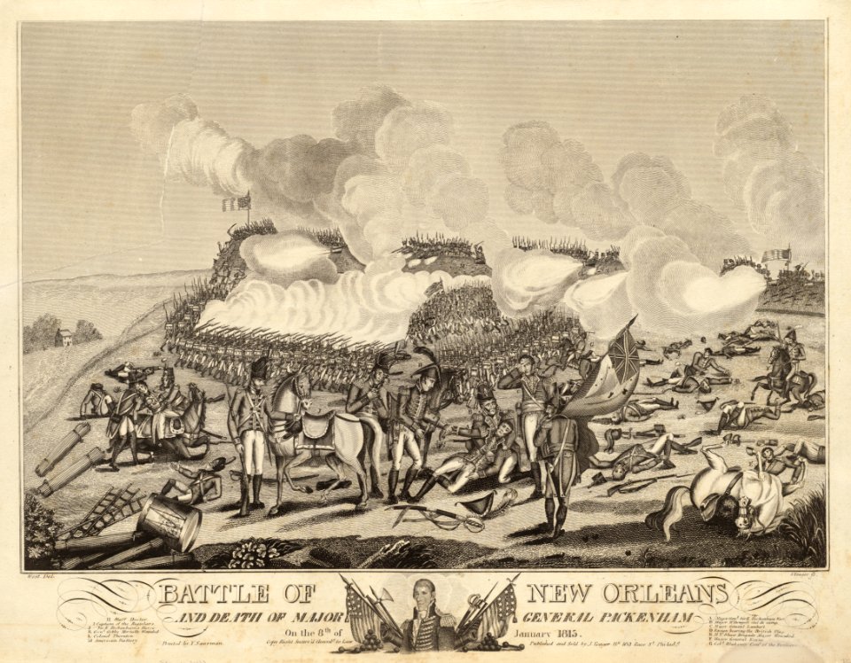 Battle of New Orleans by Joseph Yeager after Benjamin West, 1817, engraving on paper, from the National Portrait Gallery - NPG-NPG 82 28BattleofNewOrleans-000001
