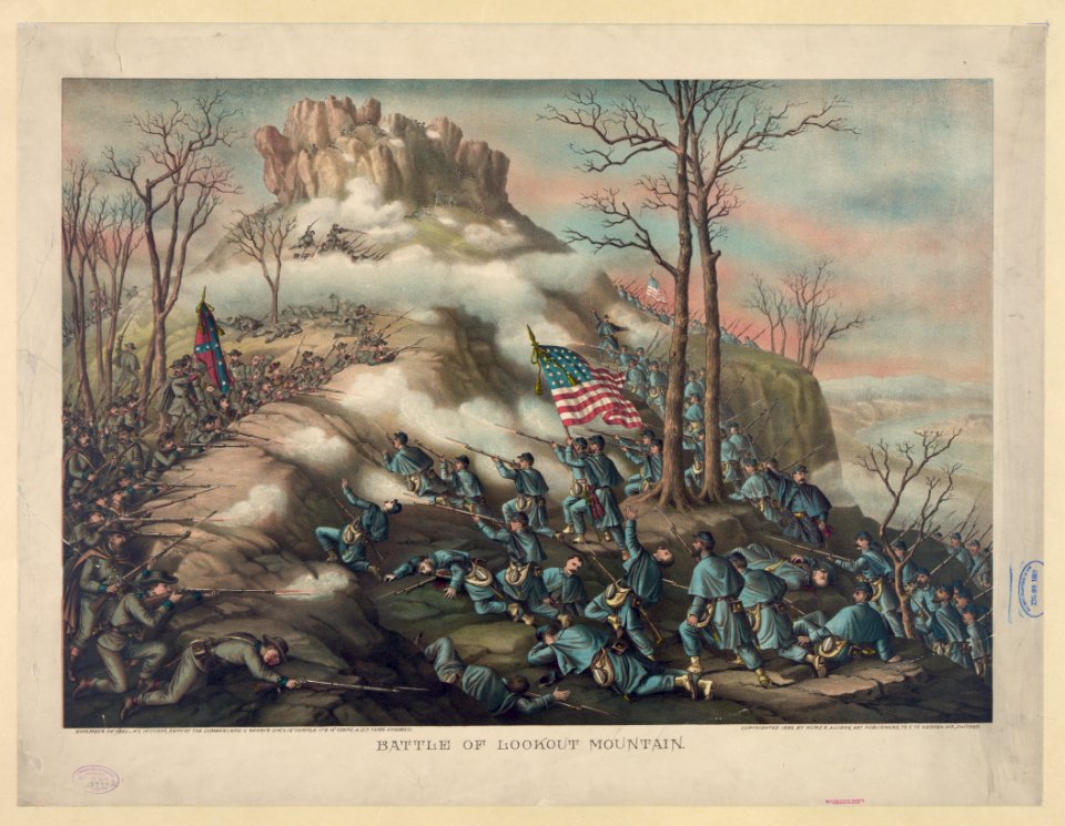 Battle of Lookout Mountain-November 24' 1863 - 4' & 14' Corps, Army of the Cumberland & Geary's Div. o. 12' Corps, & 11' & 15' Corps A.O.T. Tenn. engaged LCCN91482047