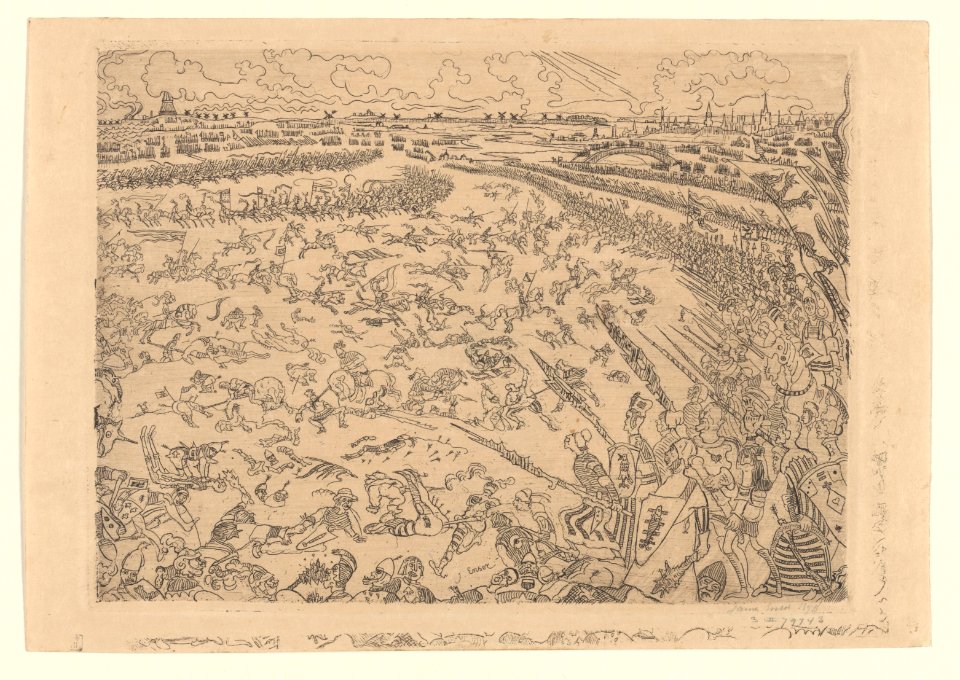 Battle of the Golden Spurs, print by James Ensor, 1895, Prints Department, Royal Library of Belgium, S. II 79743