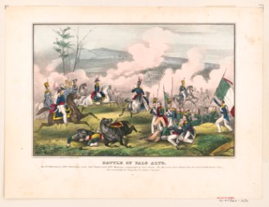 Battle of Palo Alto-May 8th 1846, between 2900 Americans, under Genl. Taylor, and 6000 Mexicans, commanded by Genl. Arista (...) - E.B. & E.C. Kellogg, Hartford, Conn. ; D. Needham, Buffalo. LCCN98513698
