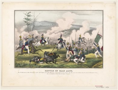 Battle of Palo Alto-May 8th 1846, between 2900 Americans, under Genl. Taylor, and 6000 Mexicans, commanded by Genl. Arista (...) - E.B. & E.C. Kellogg, Hartford, Conn. ; D. Needham, Buffalo. LCCN98513698