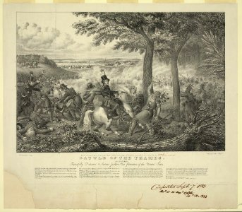 Battle of the Thames. Respectfully dedicated to Andrew Jackson Esq. President of the United States - Clay ; J. Dorival, Lith. LCCN2003674658