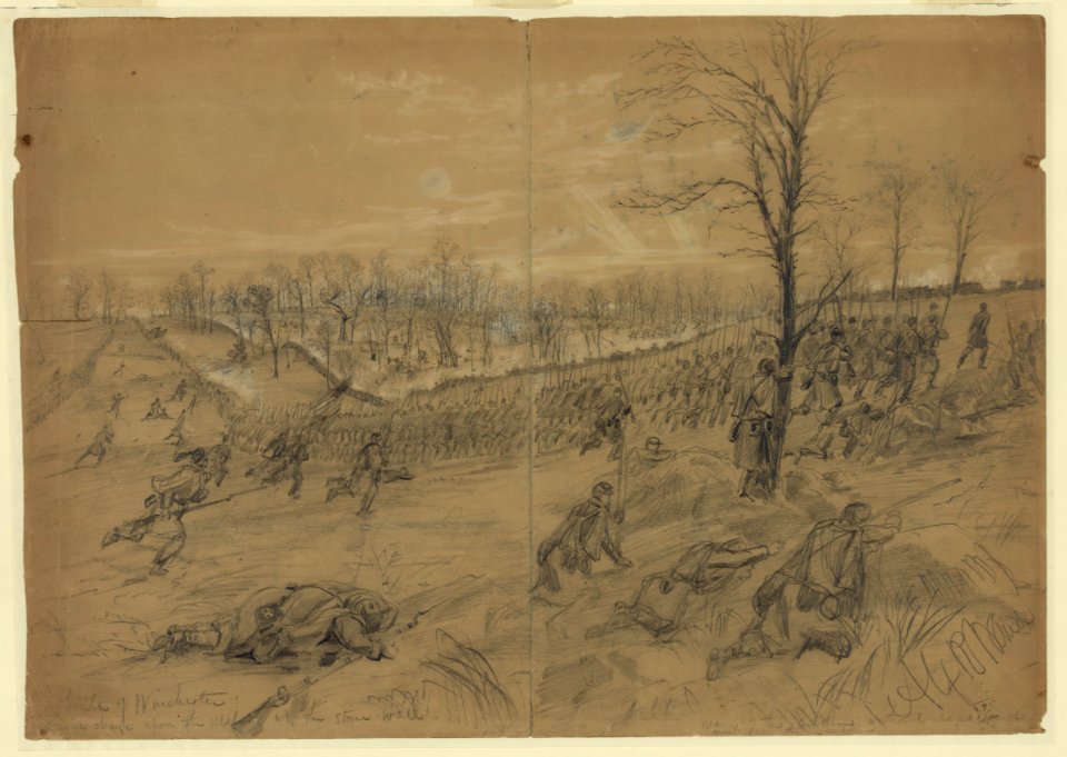 Battle of Winchester, decisive charge upon the rebels at the stone wall LCCN2004660452