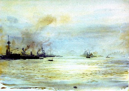 Battlecruisers at anchor in the Firth of Forth RMG PV0027