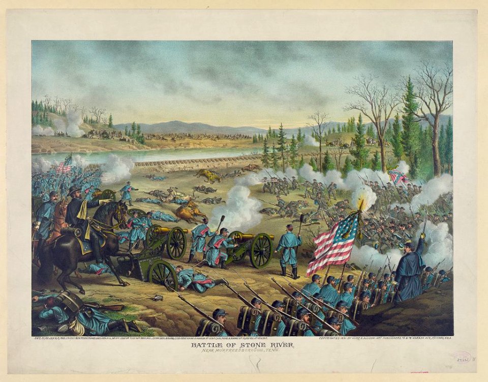 Battle of Stone River, Near Murfreesborough, Tenn.-Dec. 31, 62. Jan. 2-3, 1863-Union (Gen. Rosecrans) ... Conf. (Gen. Bragg) ... LCCN91482049