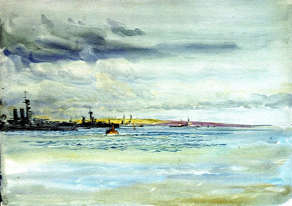 Battleships at Scapa Flow in 1916-17 RMG PV0011