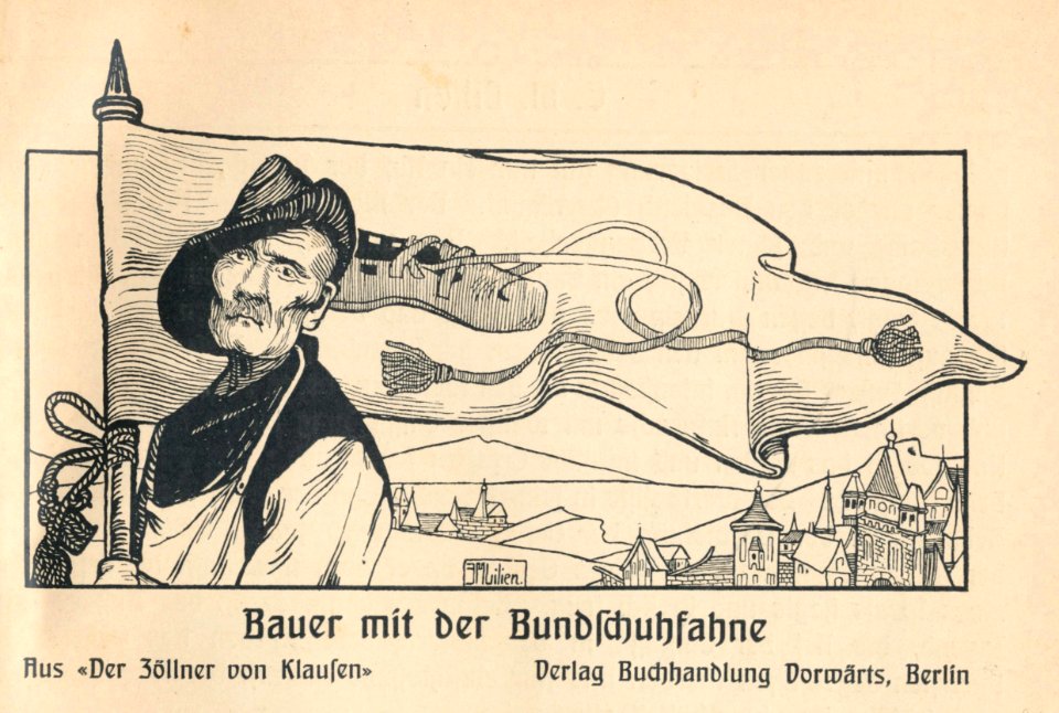 Bauer mit der Bundschuhfahne
