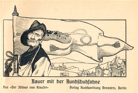 Bauer mit der Bundschuhfahne