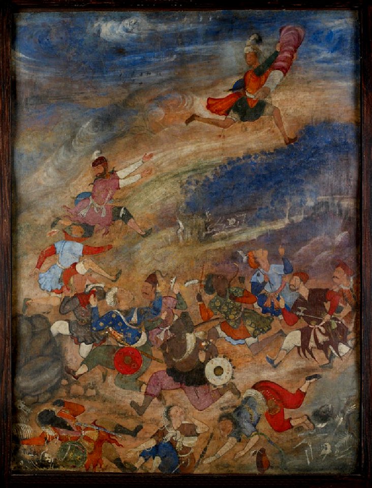 Battle scene from the 1570 Hamzanama of Akbar