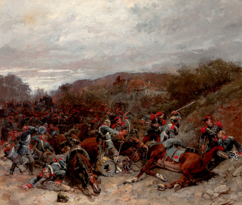 Battle Scene from the Franco-Prussian War-Wilfrid Constant Beauquesne-1896
