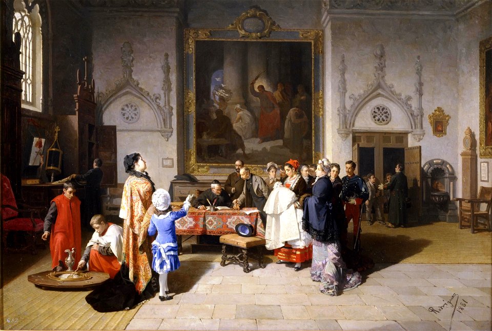 Bautizo en la sacristía, de Pedro Rodríguez de la Torre (Museo del Prado)