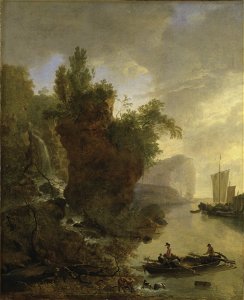 Bay with a Rocky Coast (Adam Pynacker) - Nationalmuseum - 17578. Free illustration for personal and commercial use.