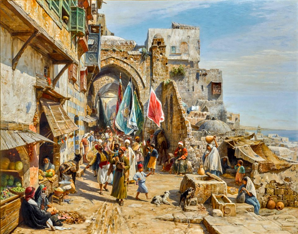 Procession in Jaffa by Gustav Bauernfeind