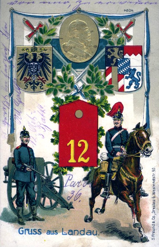 Bayerisches FAR 12, Landau an der Isar, Postkarte vor 1910
