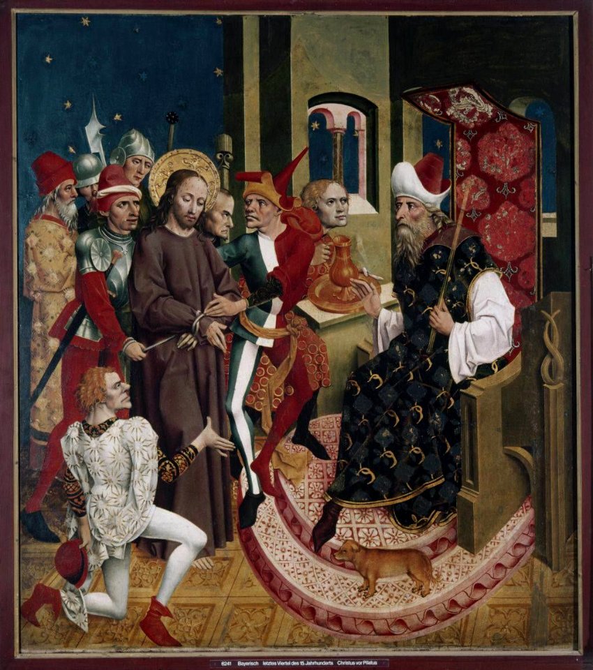 Bayerisch um 1480-90 - Rottenbucher Altar, Christus vor Pilatus (Rückseite, ehemals Relief) - 6241 - Bavarian State Painting Collections