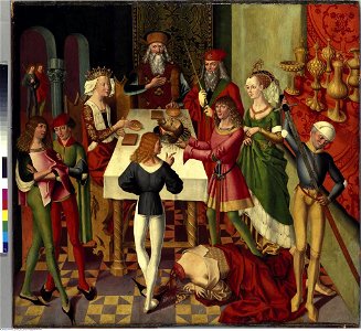 Bayerisch (Meister des Atteler Alta - Atteler Altar, Gastmahl des Herodes mit Enthauptung Johannes des Täufers - 1405 - Bavarian State Painting Collections