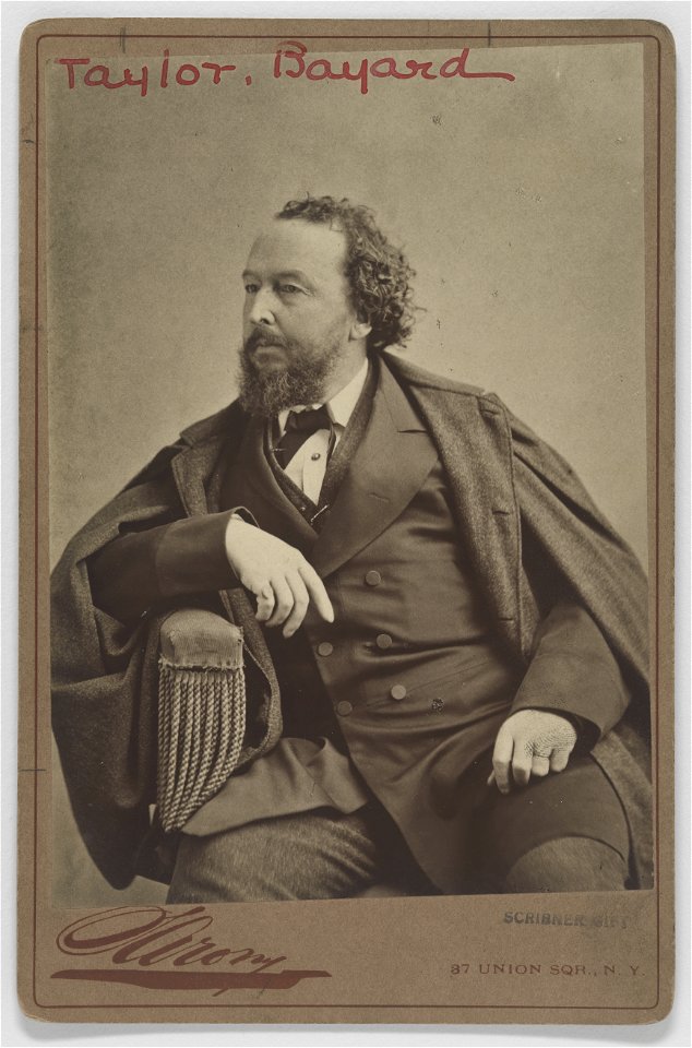 Bayard Taylor by Napoleon Sarony, c. 1870, albumen silver print, from the National Portrait Gallery - NPG-NPG 78 174Taylor-000001