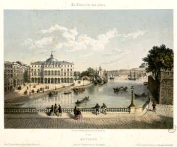 Bayonne - Place du théâtre vue du Pont Mayou - Fonds Ancely - B315556101 A MERCEREAU 7 079
