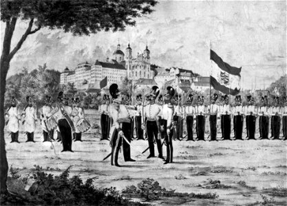 Bayer Altdorfer Bürgergarde vor dem Kloster Weingarten um 1840