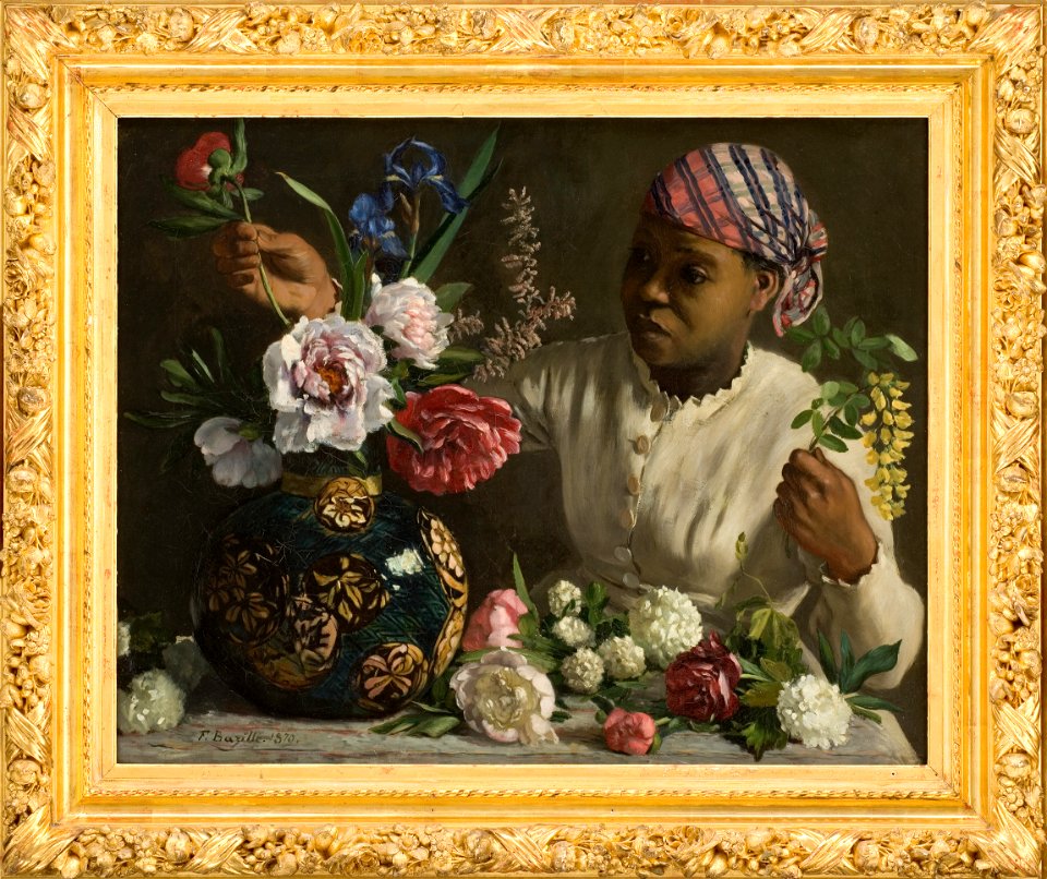 Bazille - Jeune femme aux pivoines (dit précédemment Négresse aux pivoines), 1870, 18.1.3