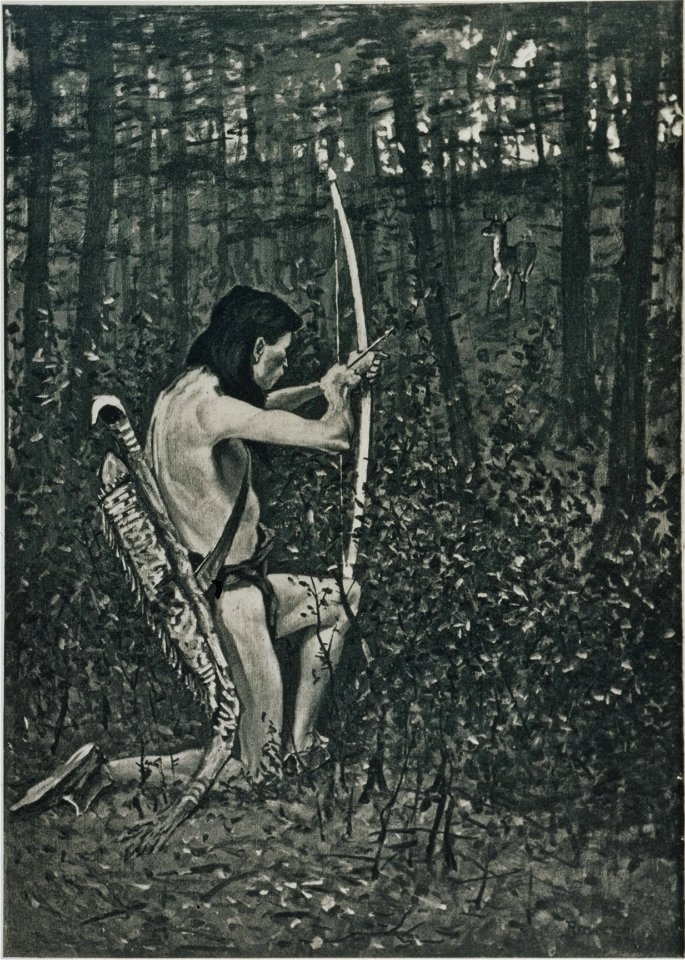 (T)hen upon one knee, uprising, Hiawatha aimed an arrow LCCN2001696063