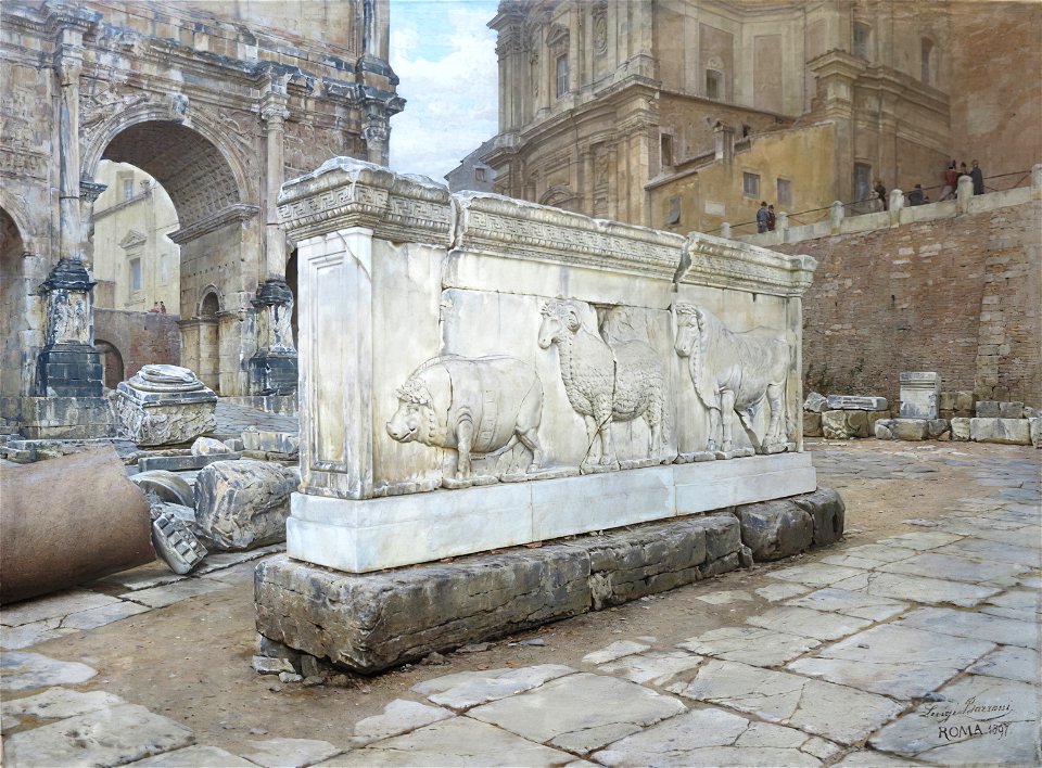 Bazzani Anaglyph of Trajan in the Roman Forum, 1897