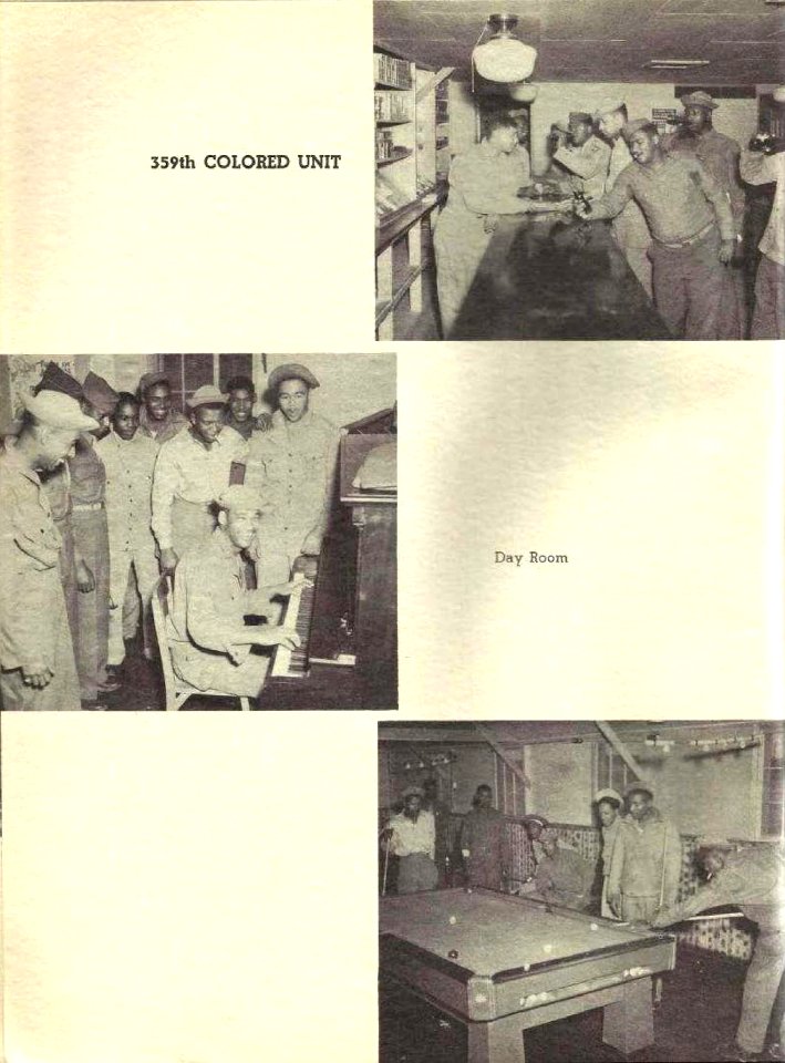 359th COLORED UNIT Day Room (caption), Alamogordo Army Airfield New Mexico photo pictorial (page 24 crop)