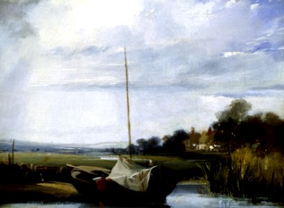A River in Normandy (1824–1825) by Richard Parkes Bonington. Free illustration for personal and commercial use.