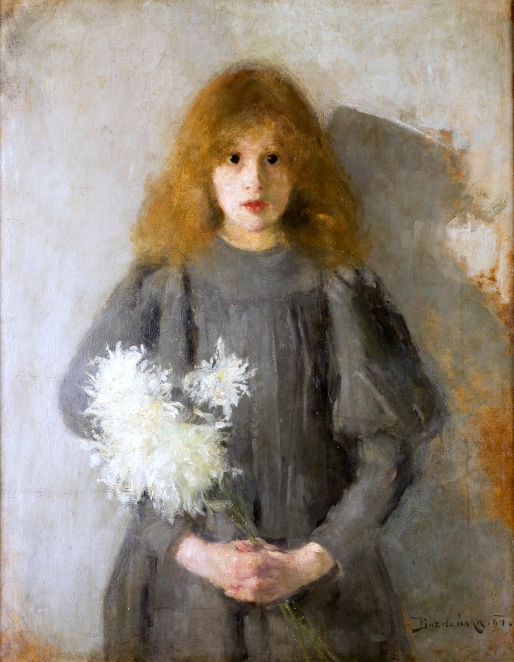 Olga Boznańska 1894 Dziewczynka chryzantemy