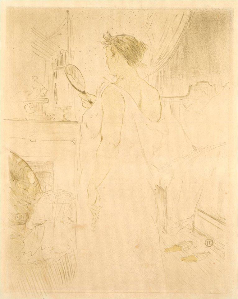 1896 lithograph by de Toulouse-Lautrec - Femme à glace - La glace à main