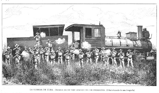 1896-01-06, La Ilustración Artística, La guerra de Cuba, Defensa de un tren atacado por los insurrectos, Passos