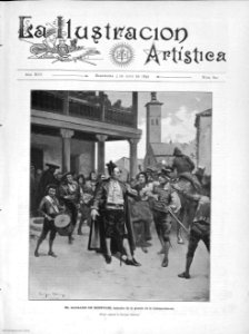 1897-05-03, La Ilustración Artística, El alcalde de Móstoles, episodio de la guerra de la Independencia, Enrique Estevan. Free illustration for personal and commercial use.