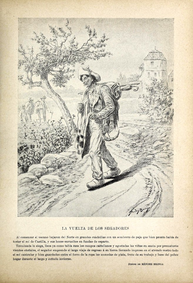 1897-08-28, Blanco y Negro, La vuelta de los segadores, Méndez Bringa