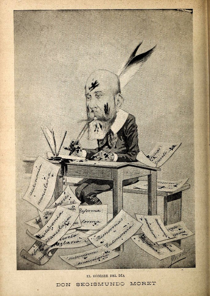 1897-12-04, Blanco y Negro, El hombre del día, Don Segismundo Moret, Mecachis