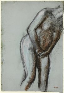 1896, Degas, Bather (Standing Female Nude). Free illustration for personal and commercial use.