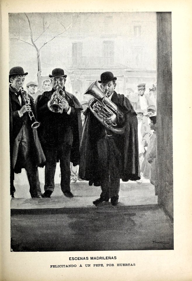 1897-03-20, Blanco y Negro, Escenas madrileñas, Felicitando a un pepe, Huertas