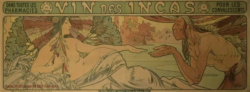 1897 Poster for 'Vin des Incas' lithograph 212 x 77 cm