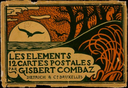 Gisbert Combaz - Postcard envelope for the series of the Elements. Free illustration for personal and commercial use.