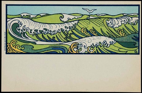 Gisbert Combaz - Postcard of the ocean. Free illustration for personal and commercial use.