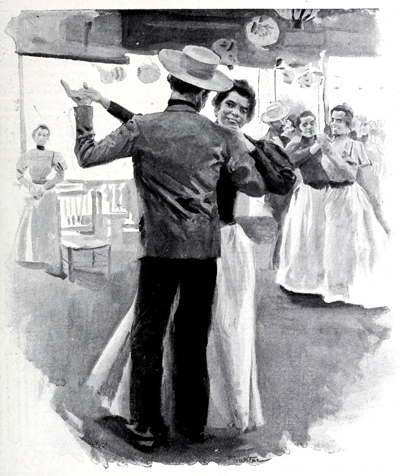 1898-01-01, Blanco y Negro, El agarrao, Baile madrileño, Huertas 01 (cropped)