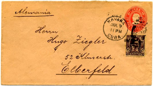 1899-Cuba-2c-Buff envelope-Germany