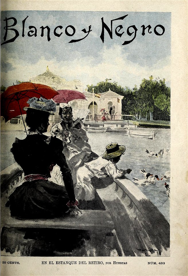 1899-08-19, Blanco y Negro, En el estanque del Retiro, Huertas