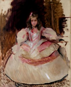 Joaquín Sorolla - La niña María Figueroa vestida de menina. Free illustration for personal and commercial use.