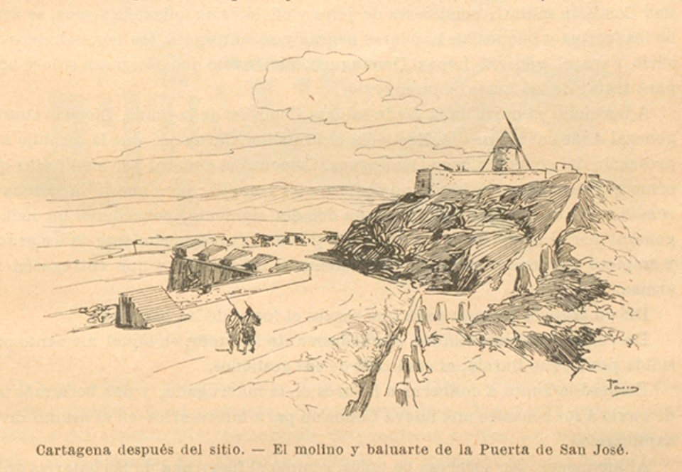 1902, Historia de España en el siglo XIX, vol 5, Cartagena después del sitio, El molino y baluarte de la Puerta de San José