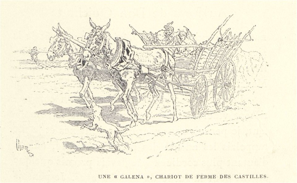 1901, Au pays de Don Quichotte, Une «galena», chariot de ferme des Castilles, Vierge