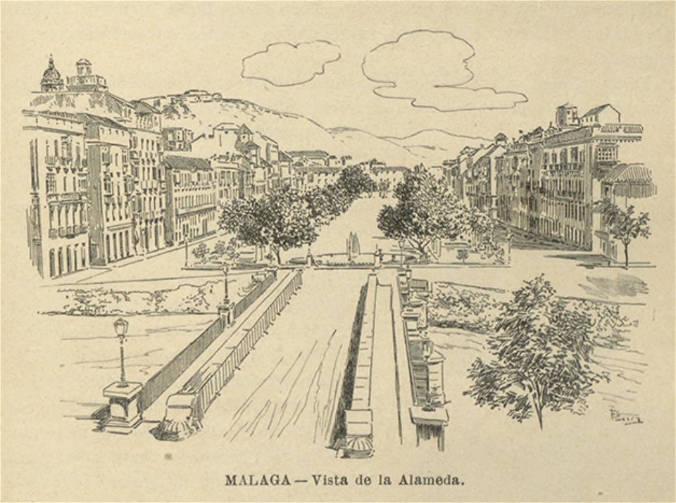 1902, Historia de España en el siglo XIX, vol 6, Málaga, Vista de la Alameda