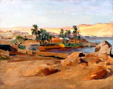 Jan Ciągliński - Nile near Aswan - Google Art Project. Free illustration for personal and commercial use.