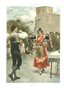 1904, Álbum Salón, Baile charro, Enrique Estevan. Free illustration for personal and commercial use.