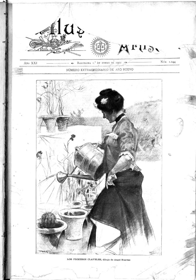 1902-01-01, La Ilustración Artística, Los primeros claveles, Huertas
